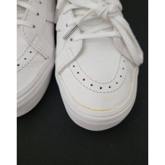 Vans Sk8-Hi Top Reissue Croc Embossed White Leather Sneakers Sz 8.5M / 10W - Picture 9 of 11